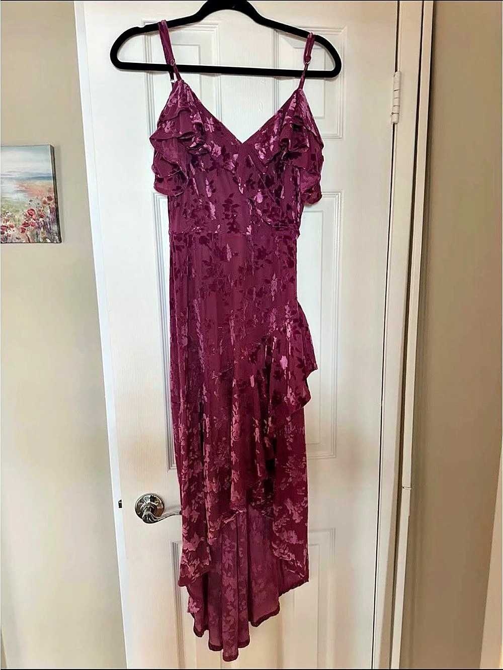 dee elly Floral Ruffle Maxi Dress in Purple